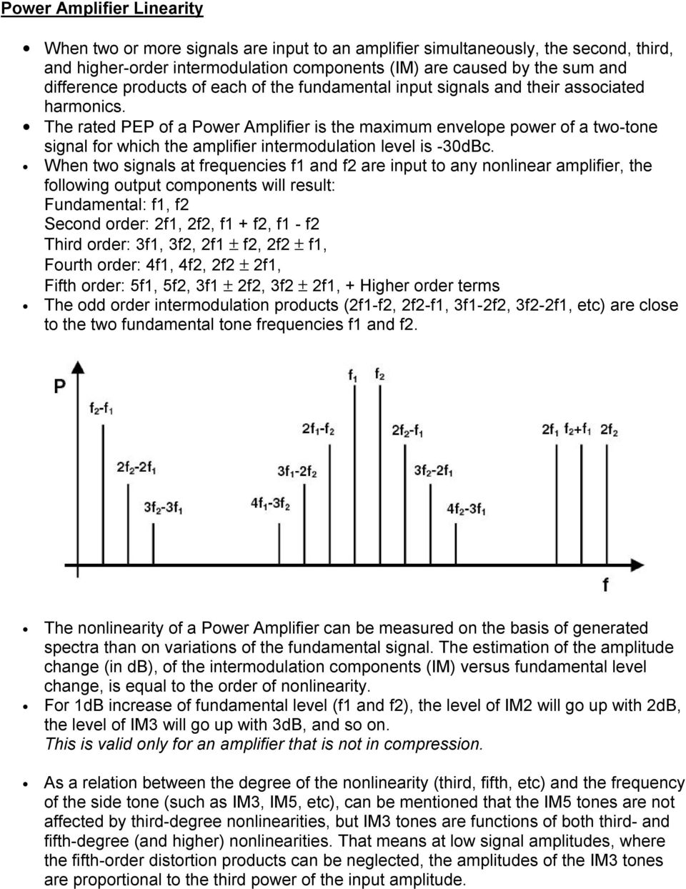 The rated PEP of a Power Amplifier is the maximum envelope power of a two-tone signal for which the amplifier intermodulation level is -30dBc.