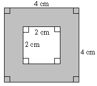 2. A piece of cardboard is cut in an L-shape as shown below.