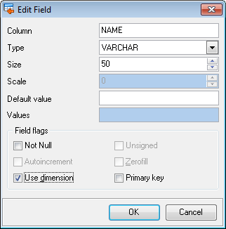 86 4.4 Add/Edit field When you import data with destination table creation, you can manage this table's fields. Use the context menu to Add/Edit/Drop a field.