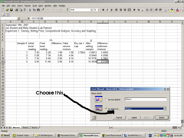 27. We will place the graph as an object in this spreadsheet,
