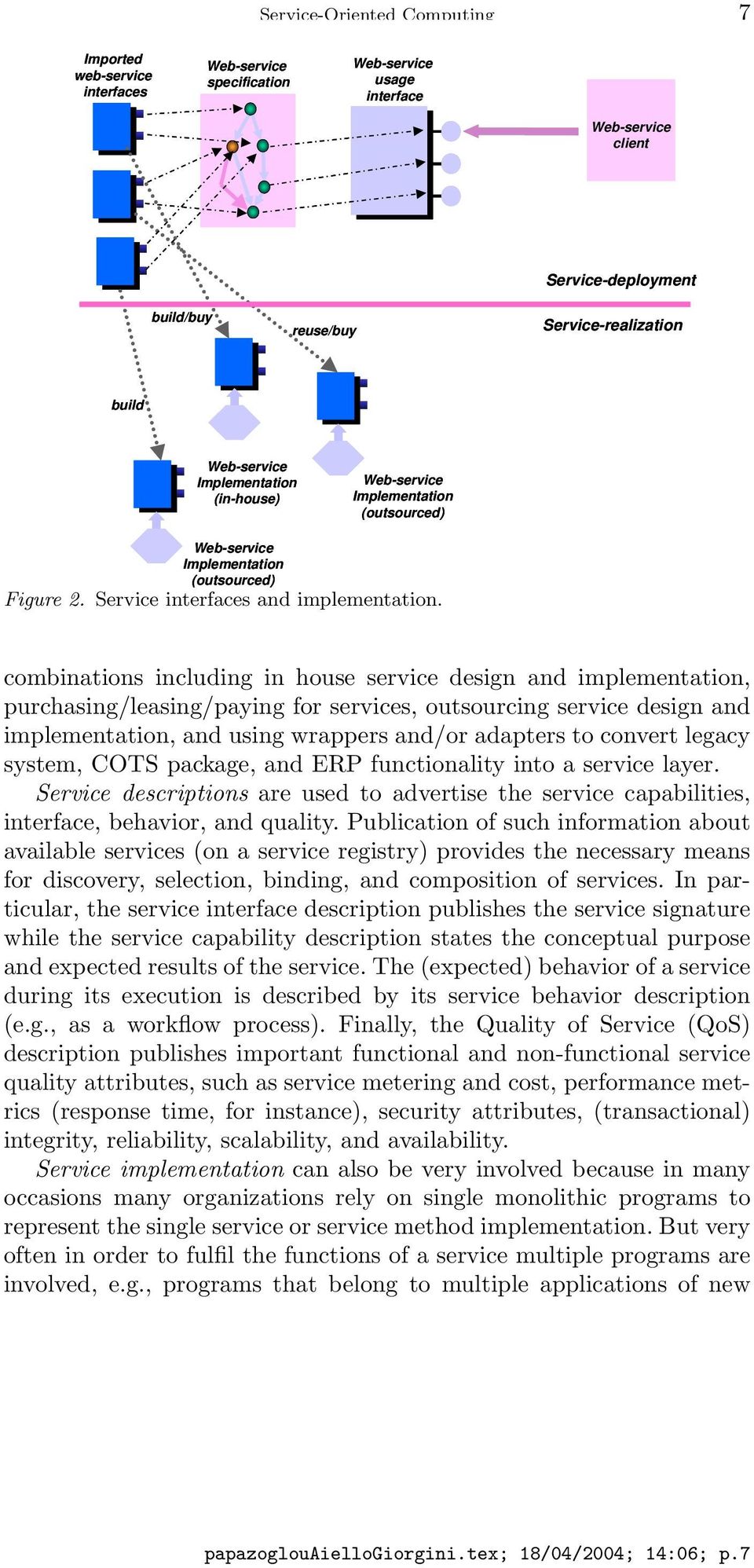 combinations including in house service design and implementation, purchasing/leasing/paying for services, outsourcing service design and implementation, and using wrappers and/or adapters to convert
