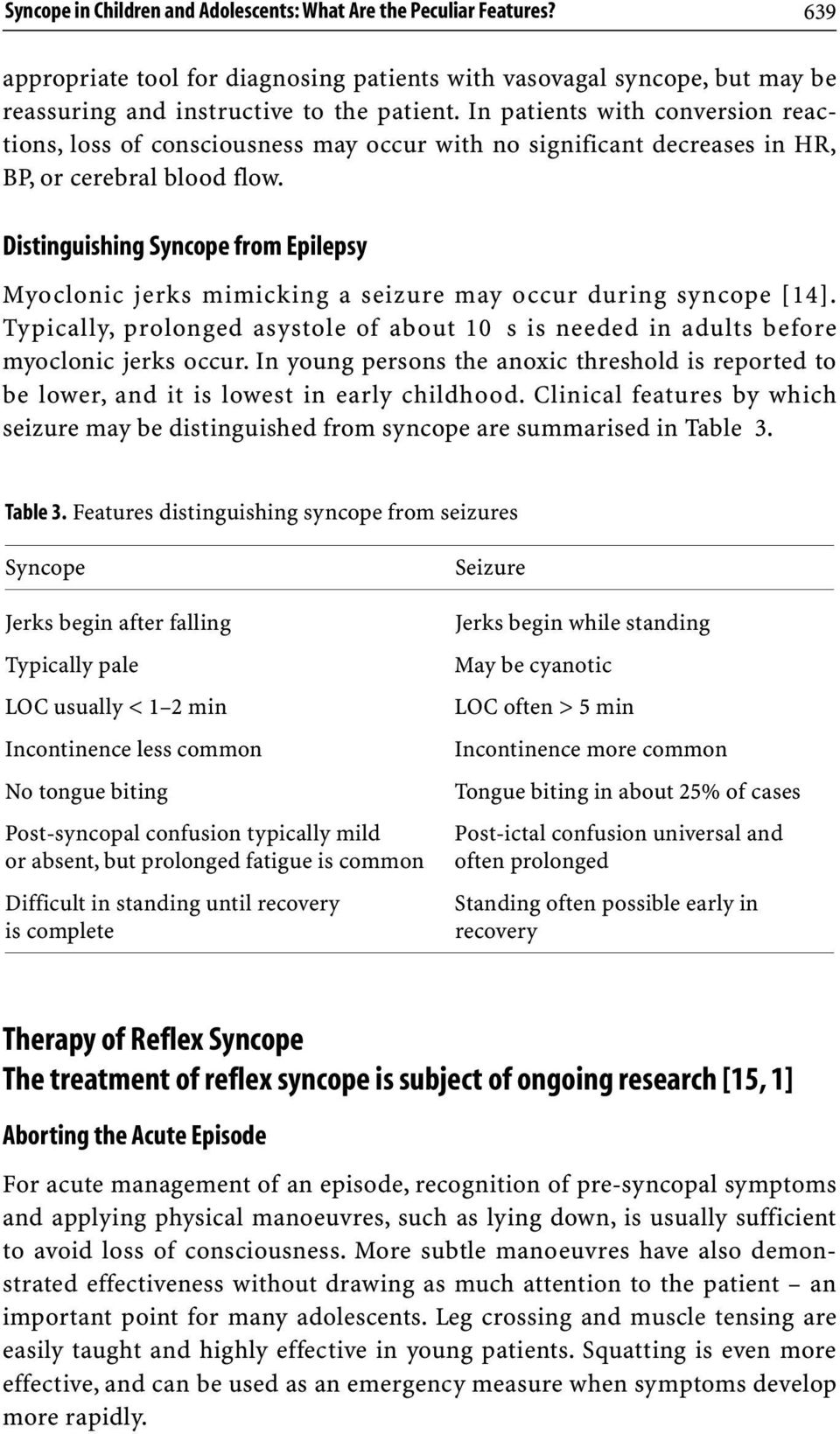 Distinguishing Syncope from Epilepsy Myoclonic jerks mimicking a seizure may occur during syncope [14]. Typically, prolonged asystole of about 10 s is needed in adults before myoclonic jerks occur.