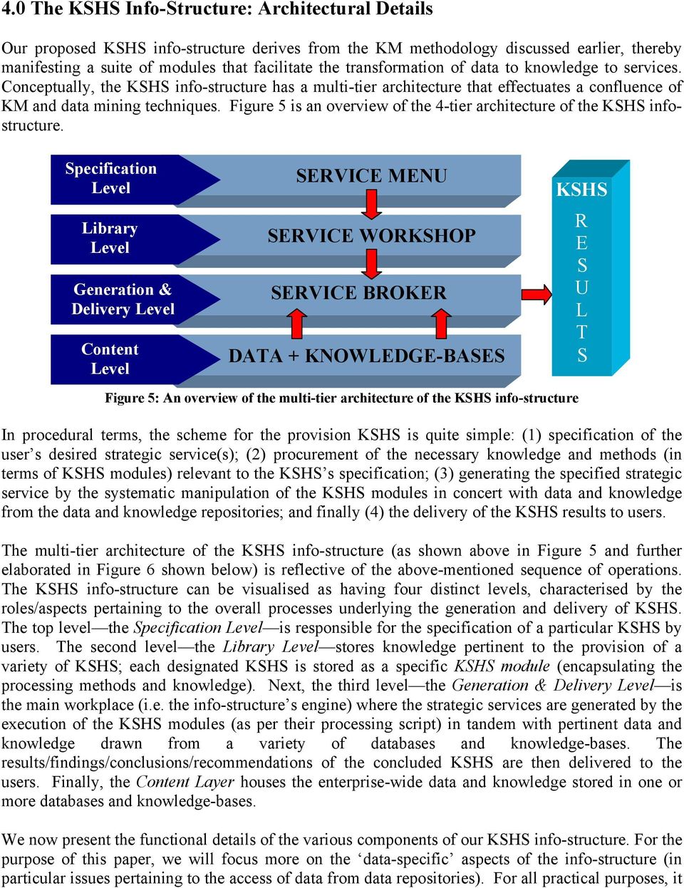 Figure 5 is an overview of the 4-tier architecture of the KSHS infostructure.