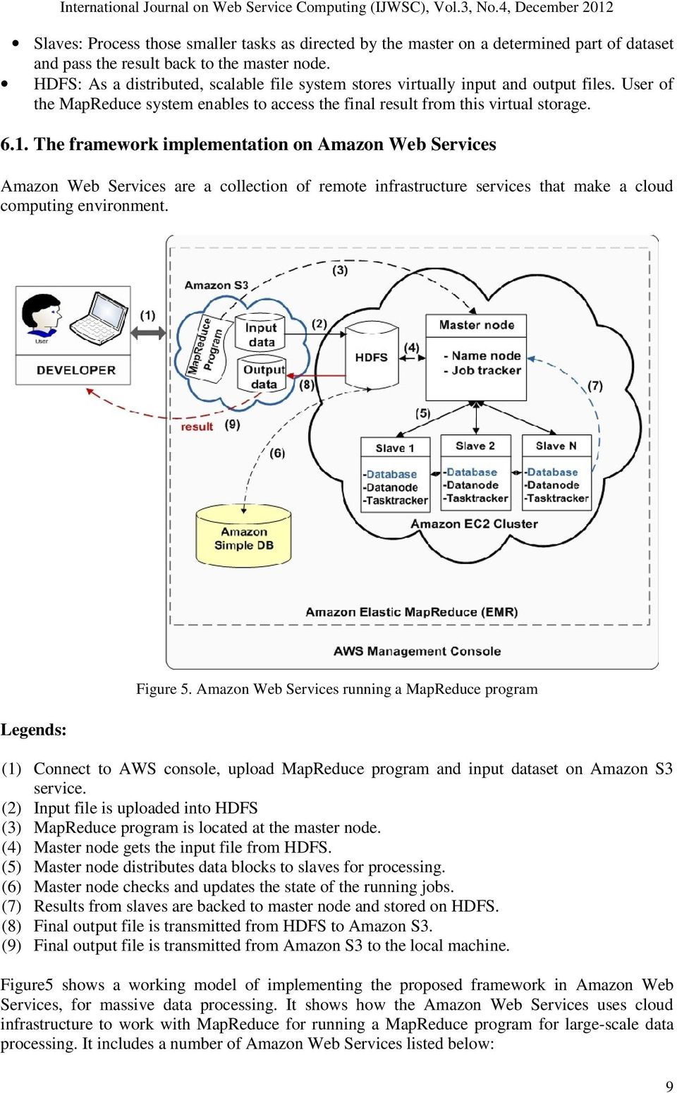 The framework implementation on Amazon Web Services Amazon Web Services are a collection of remote infrastructure services that make a cloud computing environment. Legends: Figure 5.