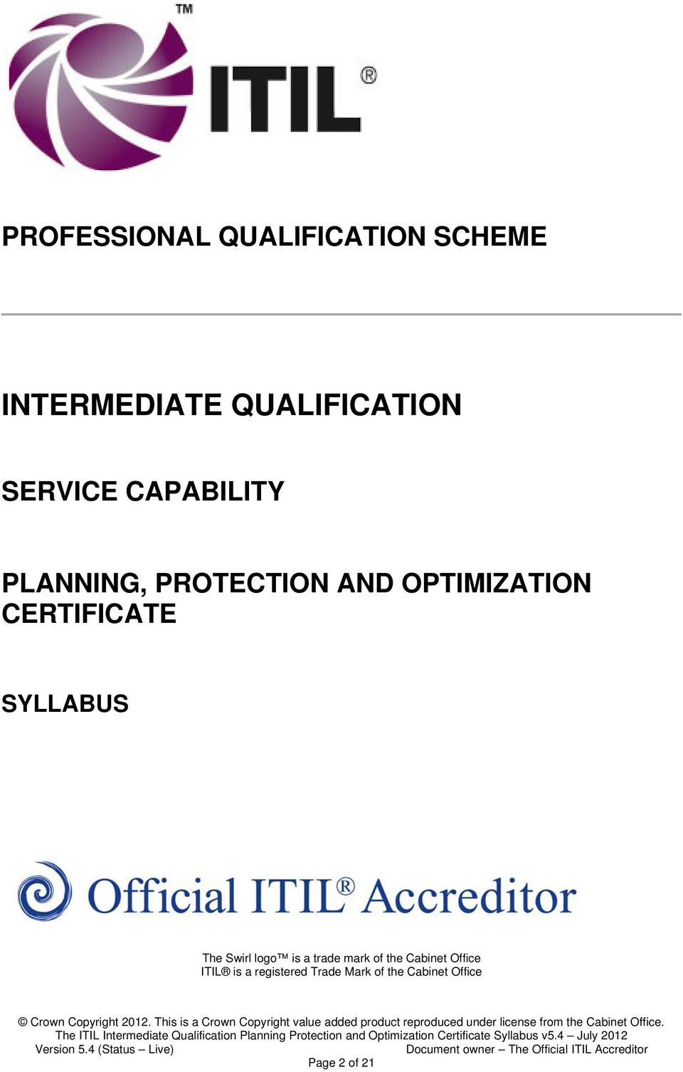 CERTIFICATE SYLLABUS The Swirl logo is a trade mark of the