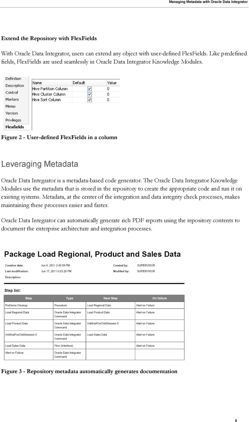Figure 2 - User-defined FlexFields in a column Leveraging Metadata Oracle Data Integrator is a metadata-based code generator.