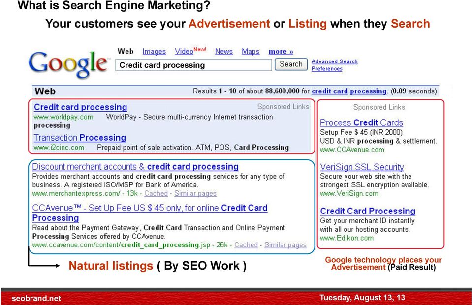 Credit card processing Natural listings ( By SEO Work ) Google