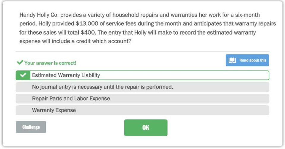 The entry that Holly will make to record the estimated warranty expense will include a credit which account?