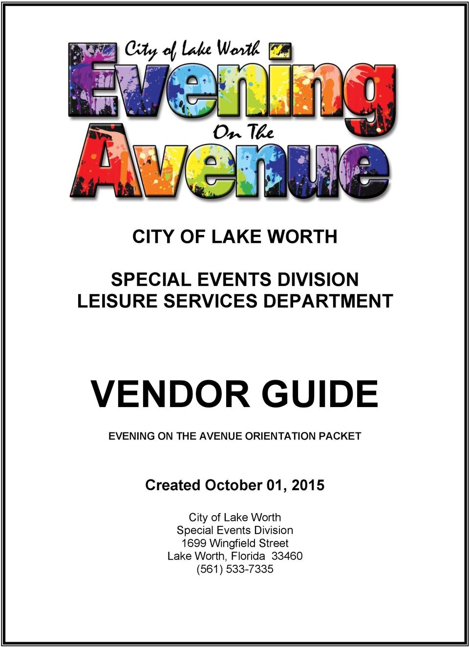 PACKET Created October 01, 2015 City of Lake Worth Special