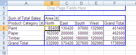Sum of Units Sold (tons) PivotTable Exercise 1. Open file Sales.xlsx 2. Create a Pivot Table which shows sales of products by category for all the regions. It should look like the one below: 1400 3.