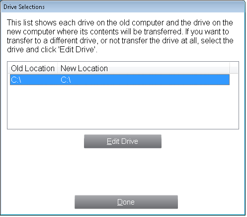 7d. Drive Selections If the old PC contains more disk drives than the new PC, PCmover will create a folder for each drive that does not exist on the new PC.
