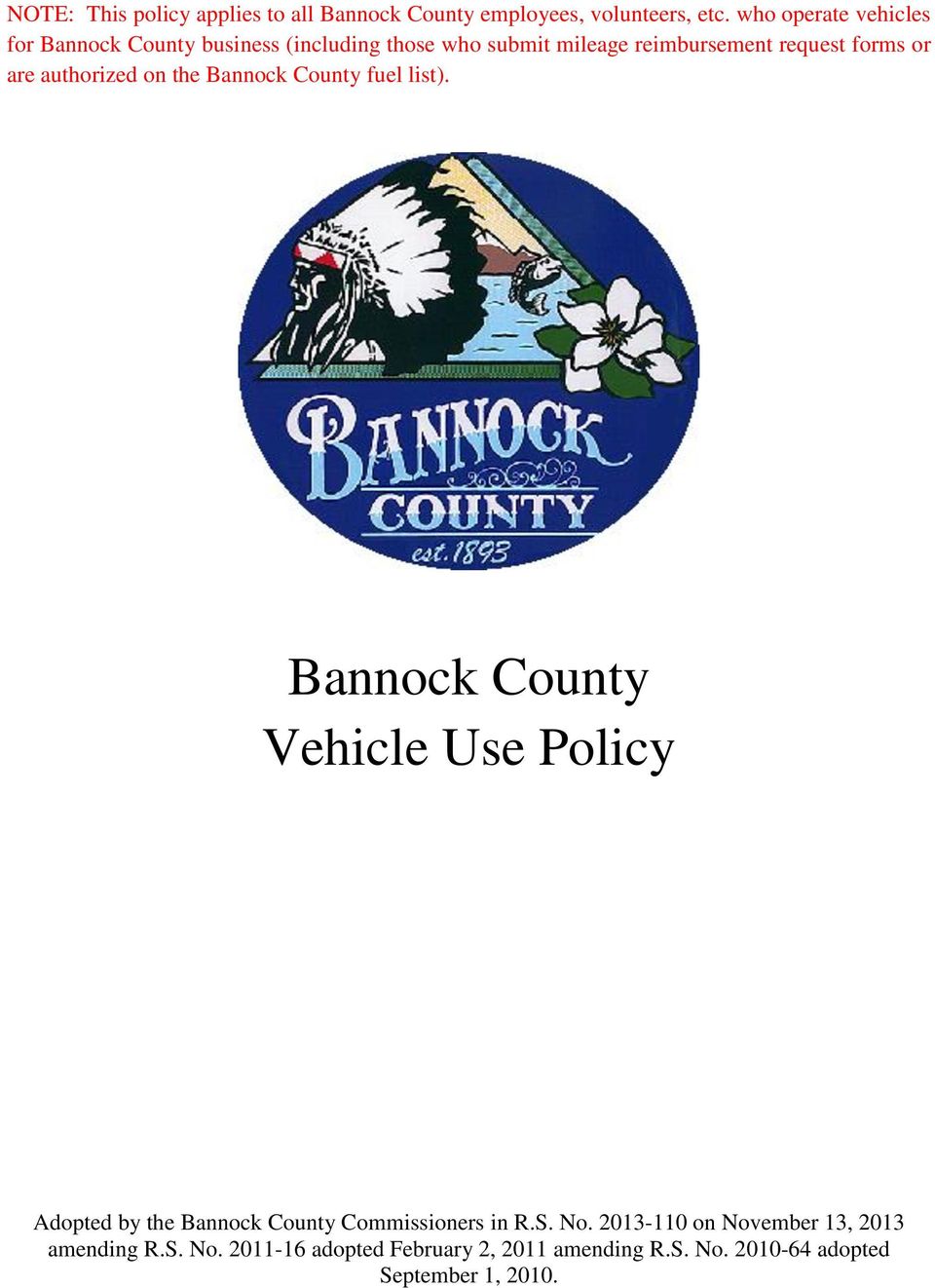 are authorized on the Bannock County fuel list).