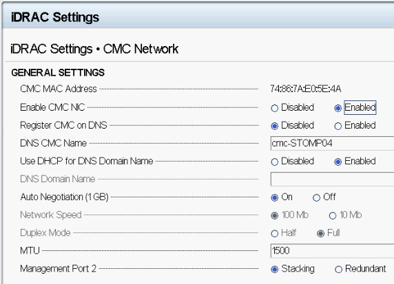 Figure 4 CMC current settings in System Setup Figure 5 CMC network