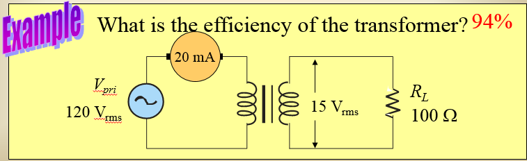 Transformer efficiency The efficiency of a transformer is the ratio of power delivered to the load (P out ) to the power delivered to the primary (P