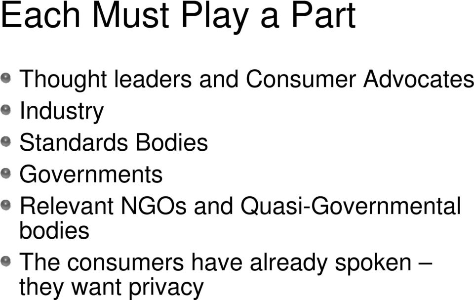 Governments Relevant NGOs and Quasi-Governmental