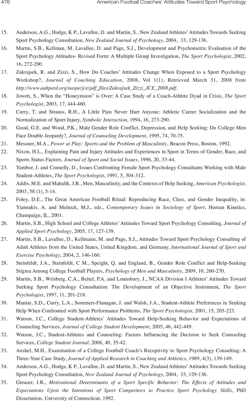 urnal of Psychology, 2004, 33, 129-136. 16. Martin, S.B., Kellman, M. Lavallee, D. and Page, S.J.