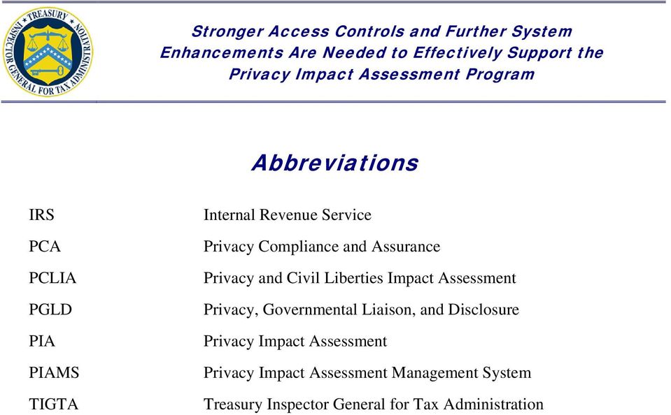 Privacy, Governmental Liaison, and Disclosure Privacy Impact Assessment Privacy