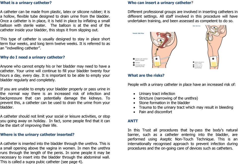 Who can insert a urinary catheter? Different professional groups are involved in inserting catheters in different settings.
