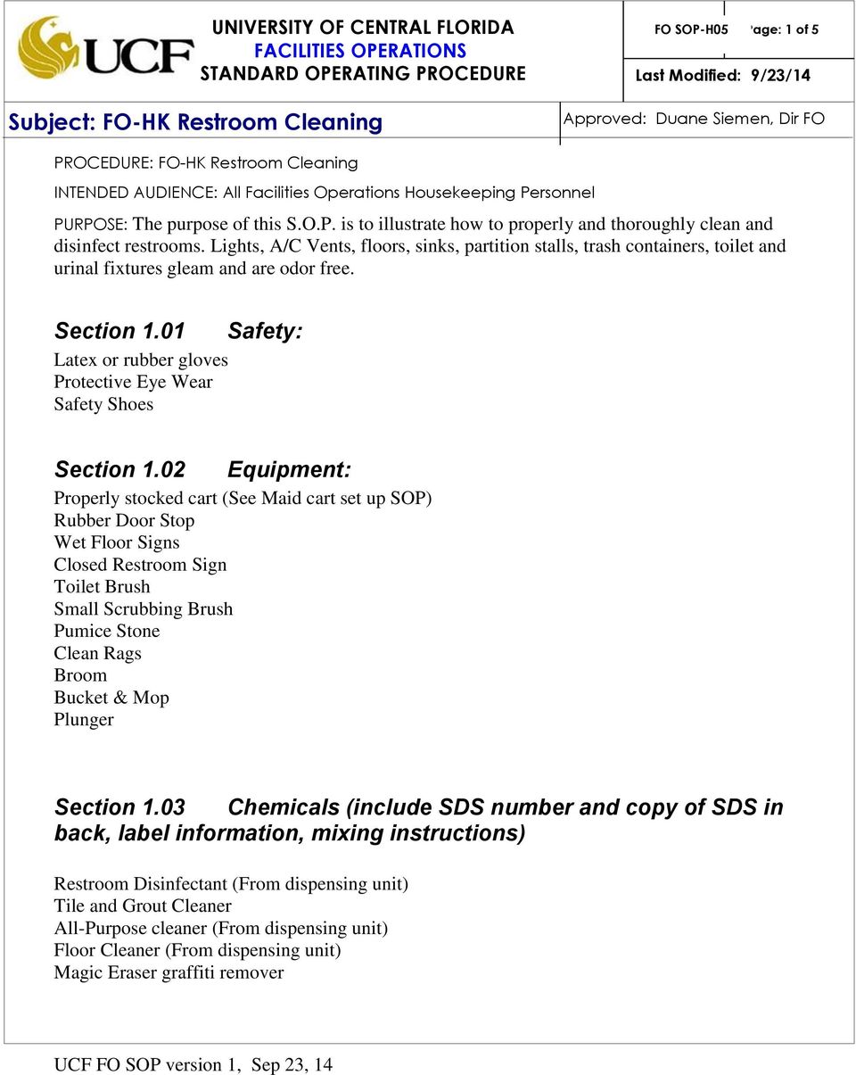01 Latex or rubber gloves Protective Eye Wear Safety Shoes Safety: Section 1.