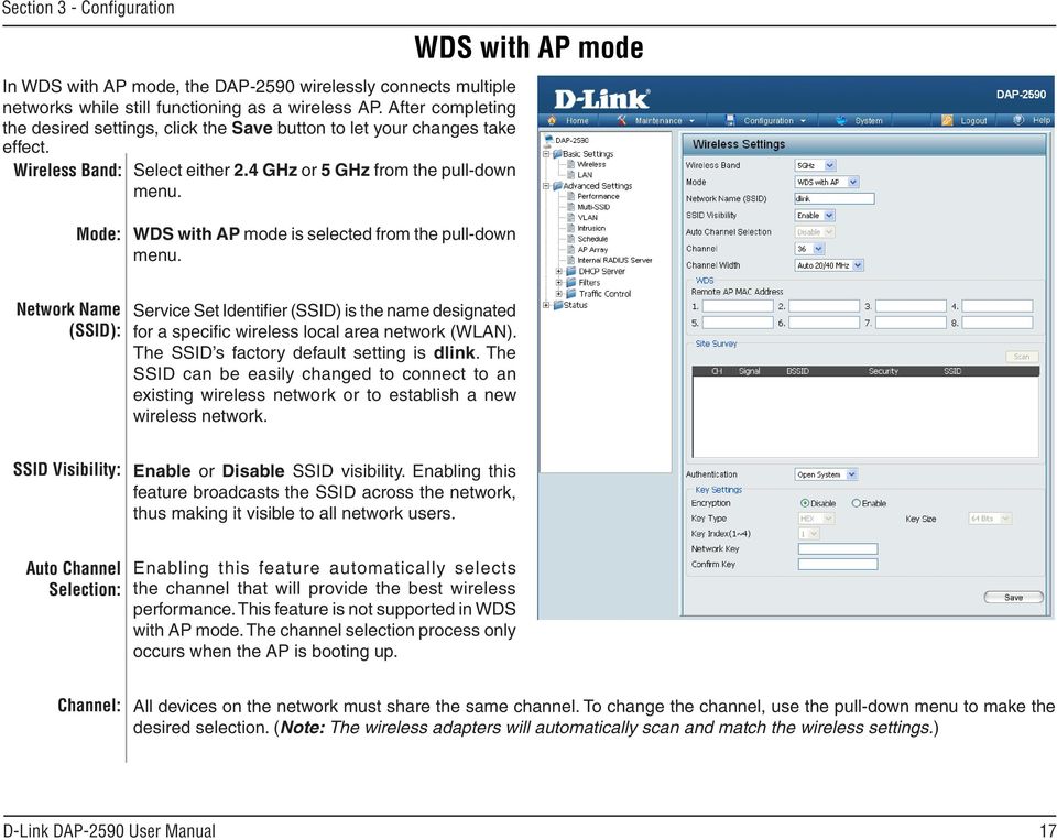 WDS with AP mode Mode: WDS with AP mode is selected from the pull-down menu.
