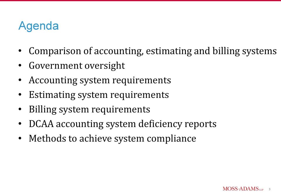system requirements Billing system requirements DCAA accounting