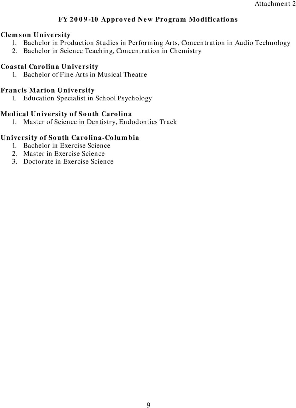 Bachelor in Science Teaching, Concentration in Chemistry Coastal Carolina University 1.