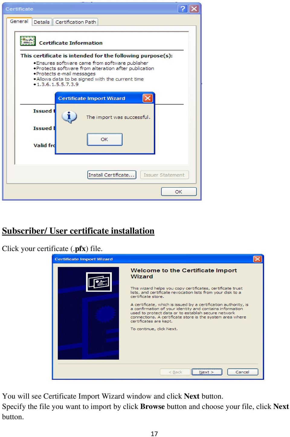 You will see Certificate Import Wizard window and click Next