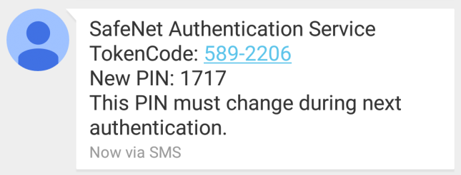 From time to time, your network security administrator may reset your PIN. You will be notified by an SMS message containing a new PIN.