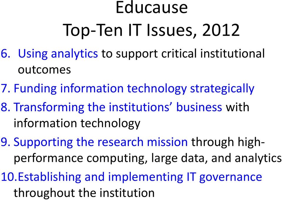 Funding information technology strategically 8.