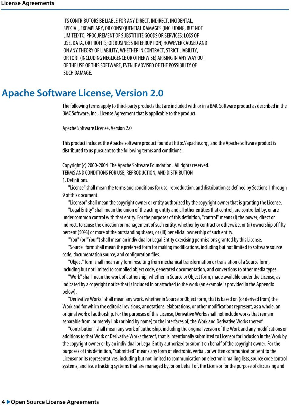 THE USE OF THIS SOFTWARE, EVEN IF ADVISED OF THE POSSIBILITY OF SUCH DAMAGE. Apache Software License, Version 2.