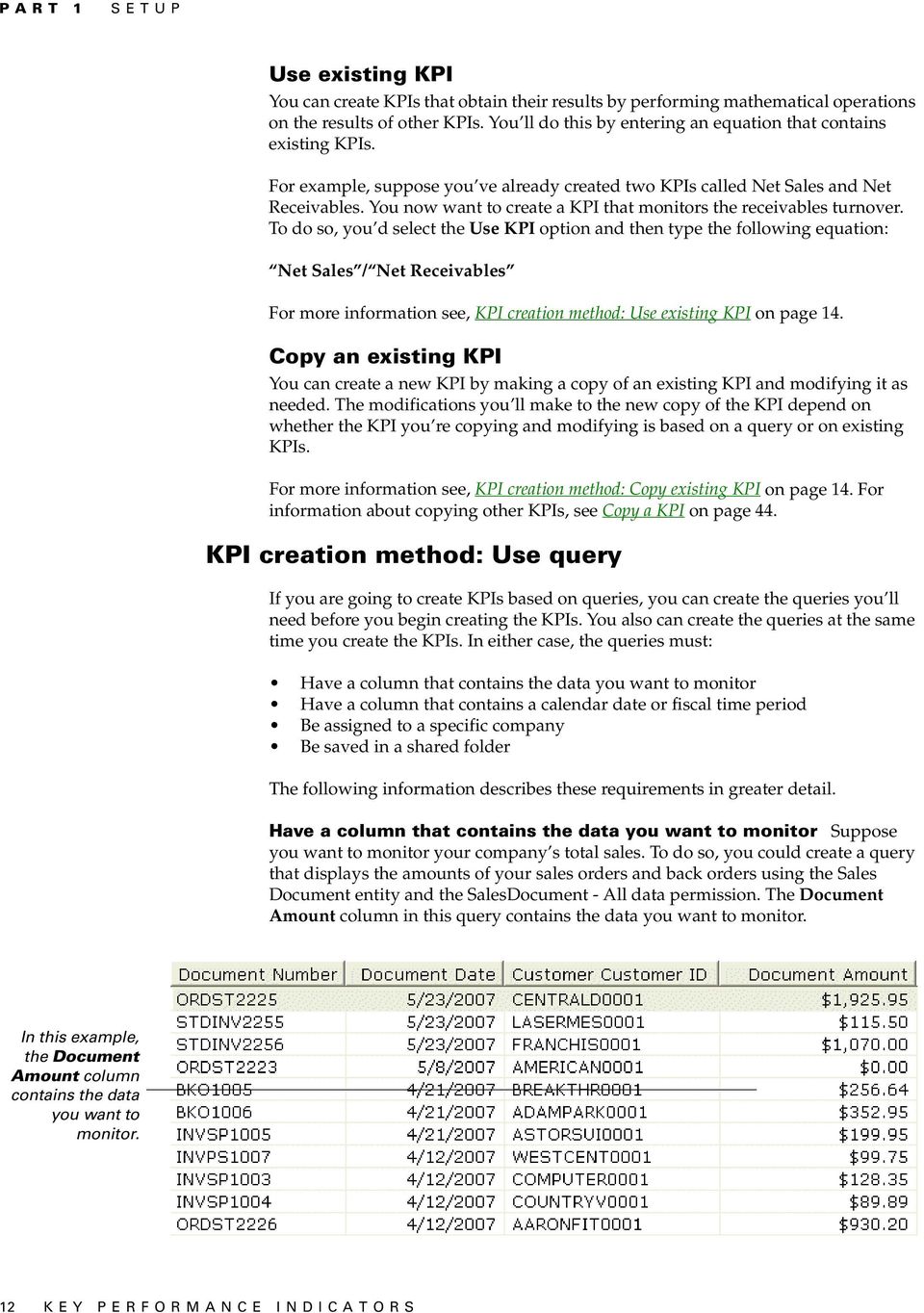 You now want to create a KPI that monitors the receivables turnover.