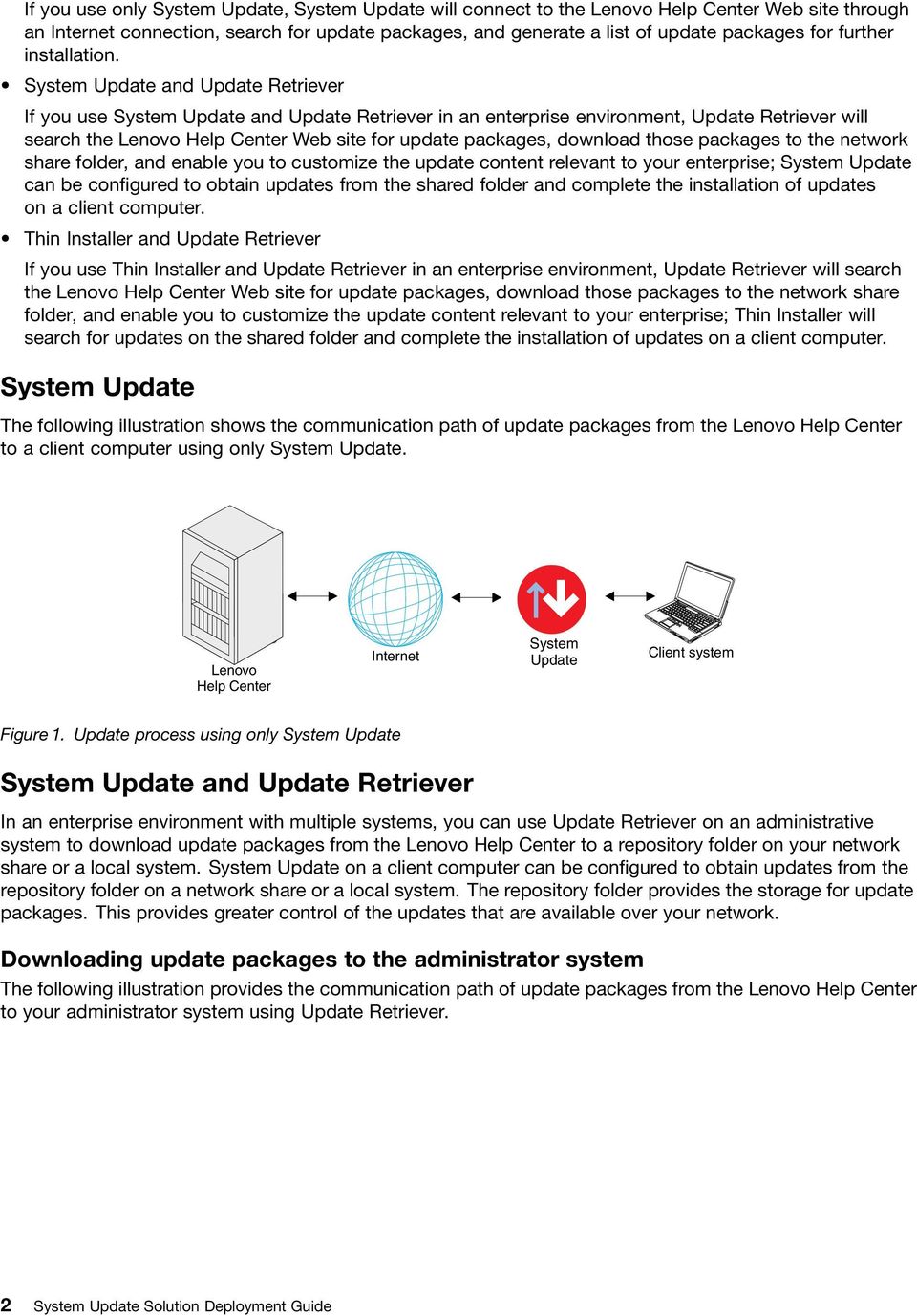 System Update and Update Retriever If you use System Update and Update Retriever in an enterprise environment, Update Retriever will search the Lenovo Help Center Web site for update packages,