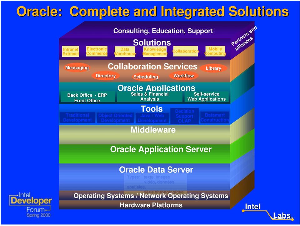 Middleware Workflow Oracle Applications Sales & Financial Analysis Java / Web Development Decision Support OLAP Library Self-service Web Applications Datamart Construction Oracle