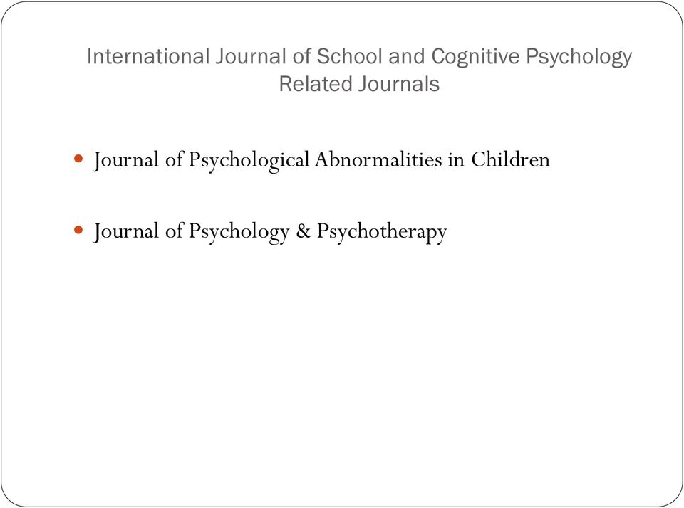 Journal of Psychological Abnormalities
