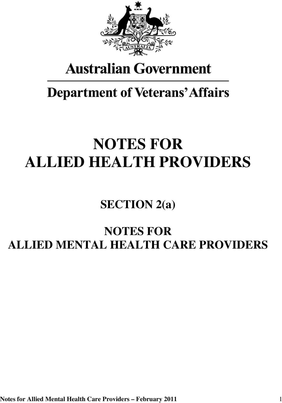 HEALTH CARE PROVIDERS Notes for Allied