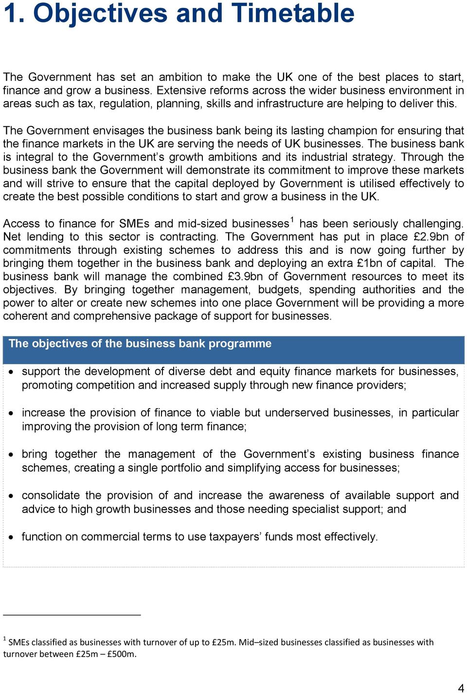 The Government envisages the business bank being its lasting champion for ensuring that the finance markets in the UK are serving the needs of UK businesses.