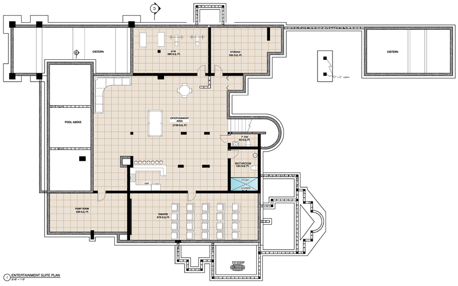 The Beach House, Entertainment Suite Plan Total interior sq footage 3,739 Designed to accomodate large state