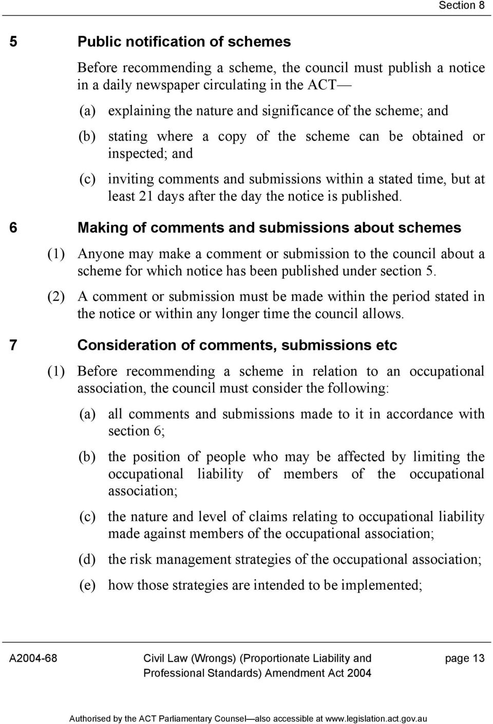 6 Making of comments and submissions about schemes (1) Anyone may make a comment or submission to the council about a scheme for which notice has been published under section 5.