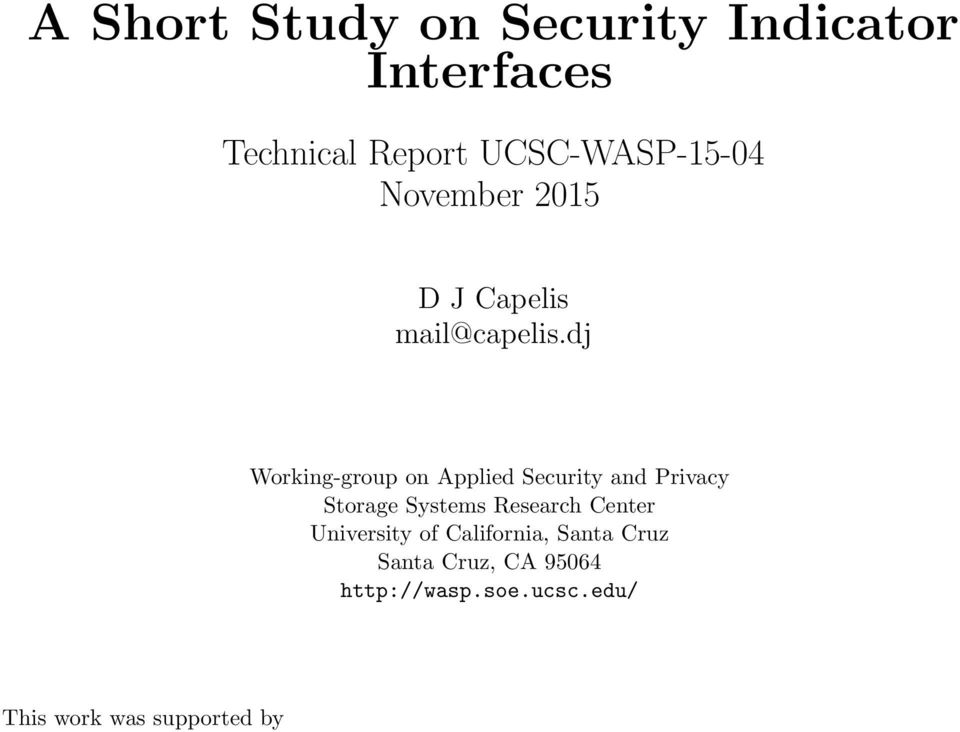 dj Working-group on Applied Security and Privacy Storage Systems Research