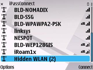 Hidden WLANs Hidden WLANs or non-broadcasting networks are normally listed at the bottom of the networks list.
