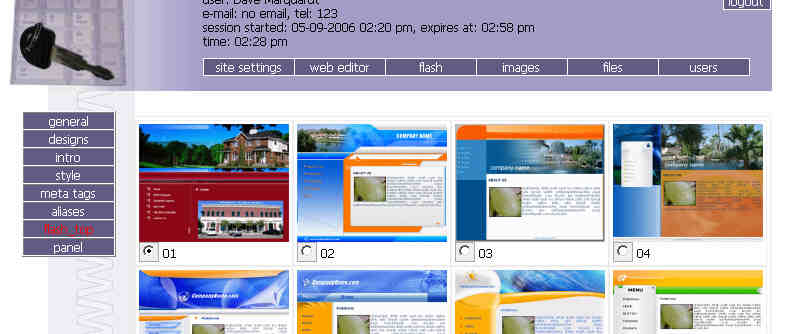 How to select a Design for the web site This is an important first step in setting up your website.