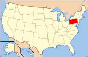 Pennsylvania Now the state flag Pennsylvania s location in America Some Facts about Pennsylvania Was the 12 th of the 13 early colonies Occupies 46,000 square miles Is the 6th