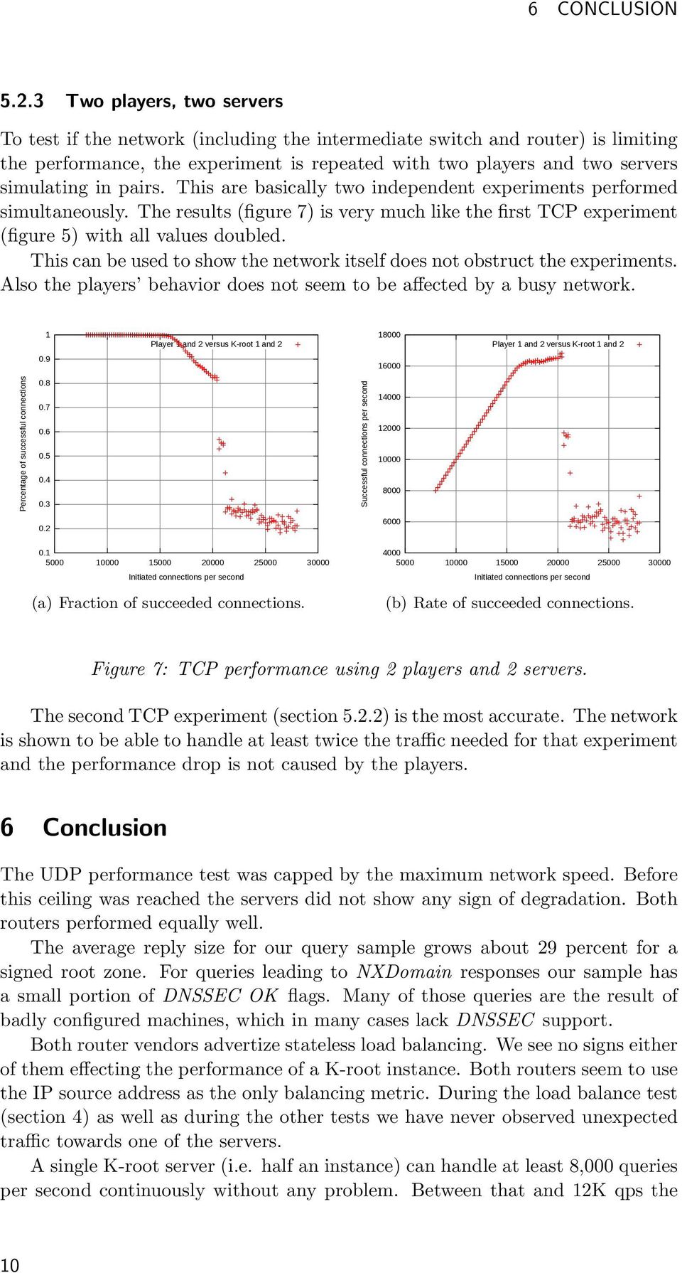 pairs. This are basically two independent experiments performed simultaneously. The results (figure 7) is very much like the first TCP experiment (figure 5) with all values doubled.