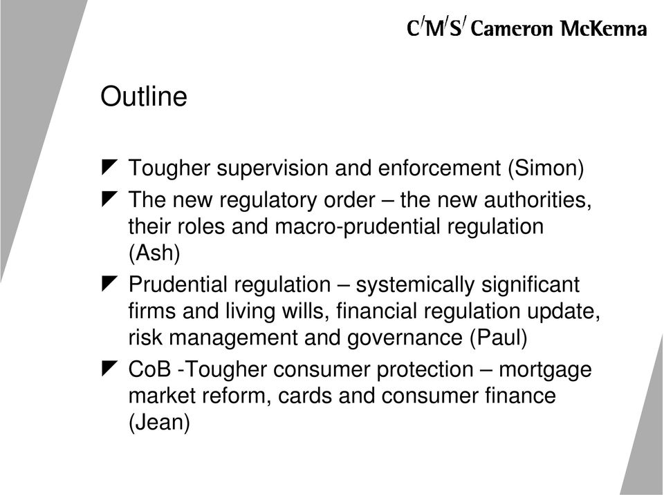 systemically significant firms and living wills, financial regulation update, risk management