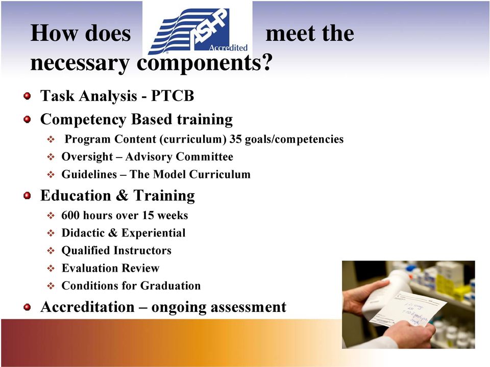 goals/competencies Oversight Advisory Committee Guidelines The Model Curriculum Education &
