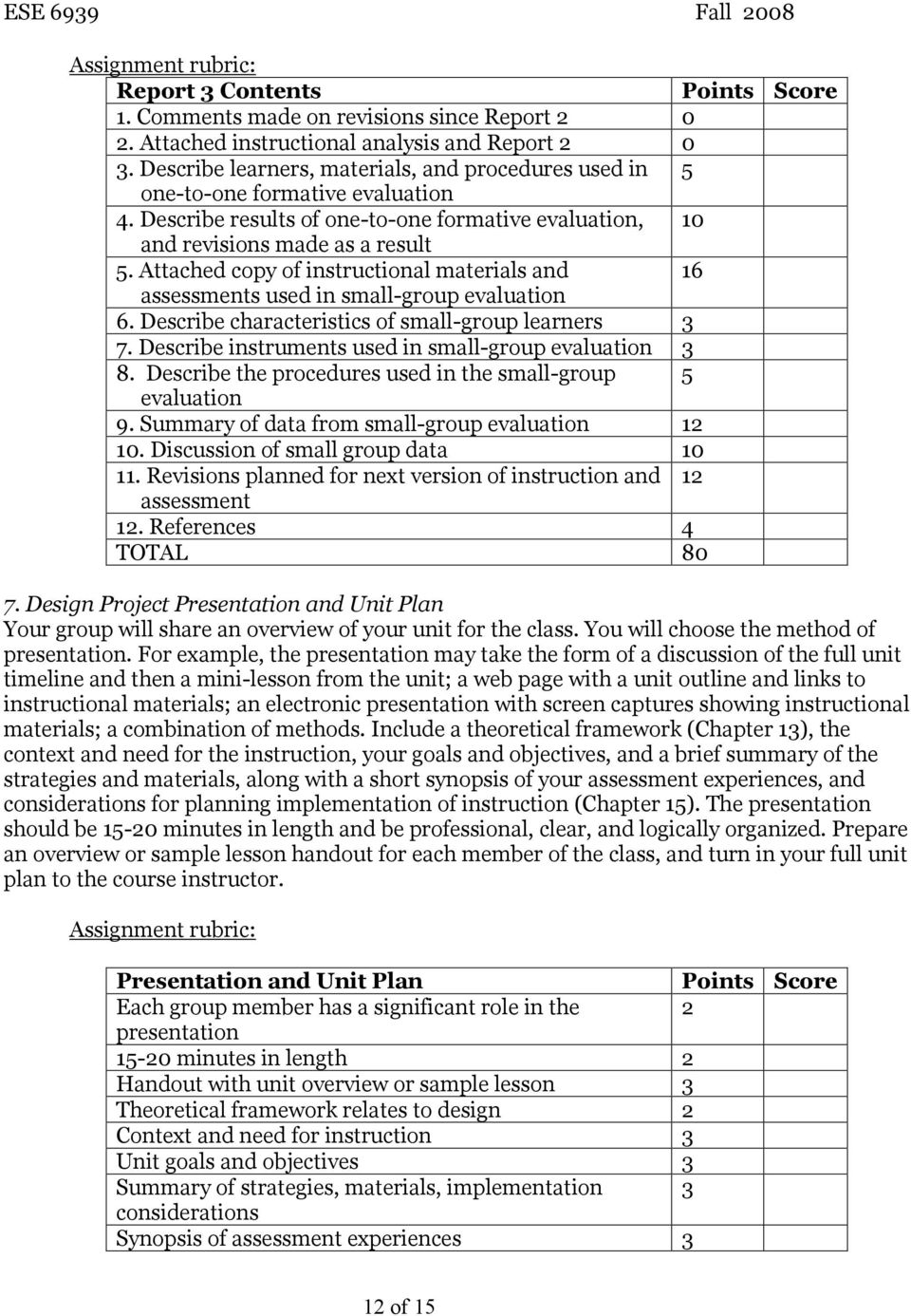 Attached copy of instructional materials and 16 assessments used in small-group evaluation 6. Describe characteristics of small-group learners 3 7.