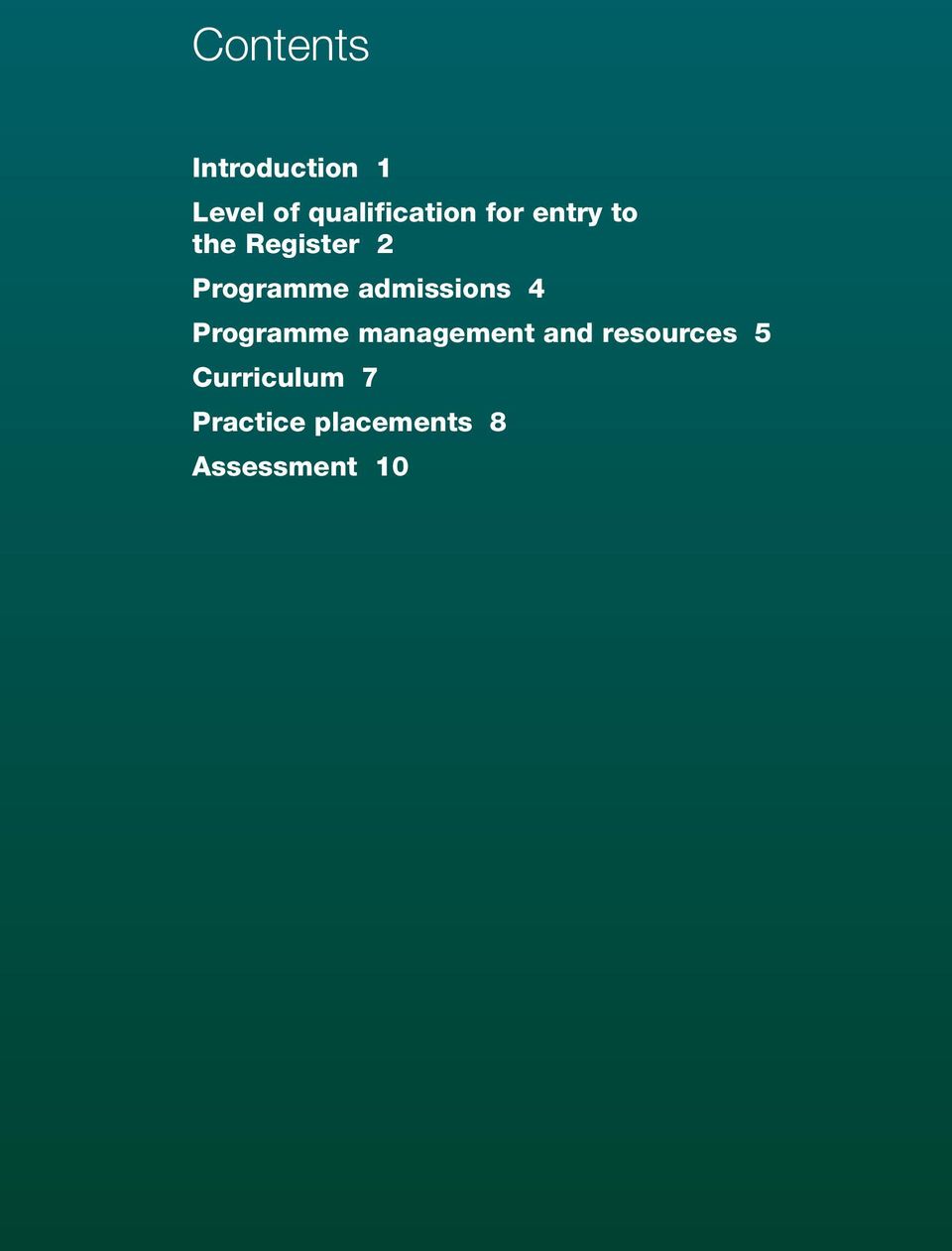 Programme admissions 4 Programme management