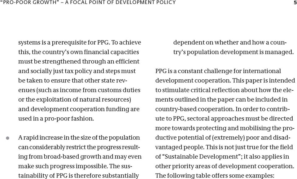 income from customs duties or the exploitation of natural resources) and development cooperation funding are used in a pro-poor fashion.