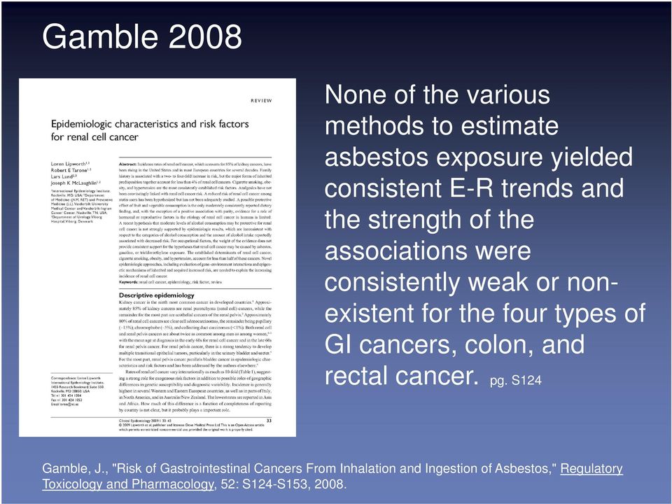 types of GI cancers, colon, and rectal cancer. pg. S124 Gamble, J.