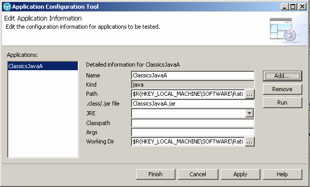 Configuring applications for test Before you can test, you must specify which applications you want to test.